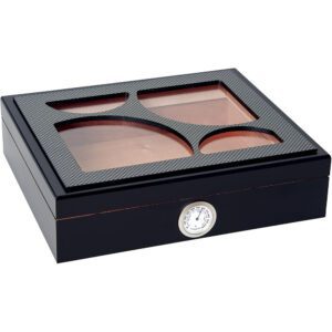 LUCIENNE HUMIDOR IN BLACK MATT FINISH HOLDS 12 CIGARS