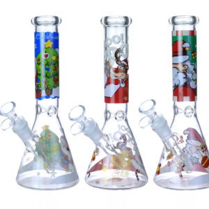 PREMIUM CHRISTMAS BEAKER GLASS WATERPIPE 10"