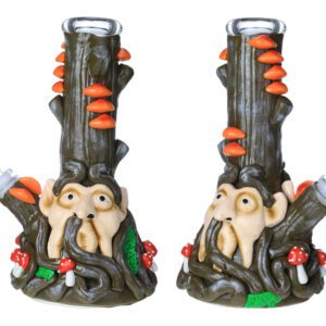 HANDCRAFTED GHOST GLOW IN THE DARK GLASS WATERPIPE 10"