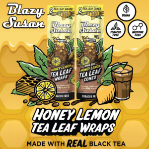 BLAZY SUSAN KING SIZE REAL HONEY LEMON TEA CONES 2-PACK - DISPLAY OF 10