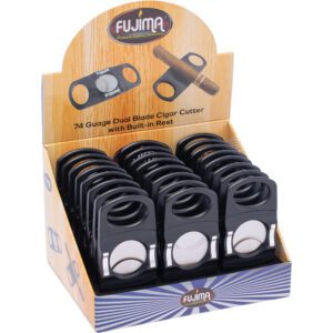 FUJIMA BUILT IN REST BLACK CIGAR CUTTER - 74GAUGE - DISPLAY OF 24