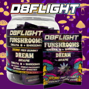 D8 FLIGHT FUNSHROOMS + DELTA 8 300MG 1-PACK GUMMIES - JAR OF 25