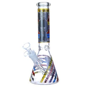 OFF WHITE PREMIUM LIGHT IN THE DARK BEAKER GLASS WATERPIPE 10"