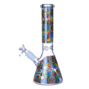 COLORFUL SUN FLOWERS PREMIUM BEAKER GLASS WATERPIPE 10"