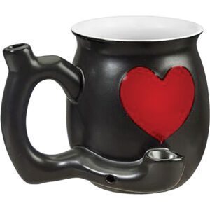 RED HEART ON BLACK CHUBBY PREMIUM ROAST & TOAST PIPE MUG
