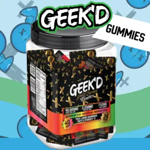 GEEK'D EXOTIC THC-A LIQUID DIAMONDS GOLD SERIES BLEND 90,000MG GUMMIES - JAR OF 40
