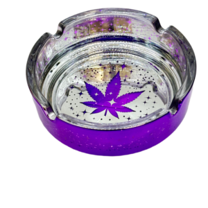 METALIC PURPLE LEAF GALAXY GLASS ASHTRAY - PACK OF 3
