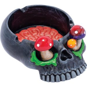 WHITE SKULL PINK BRAIN & MUSHROOM EYES ASHTRAY