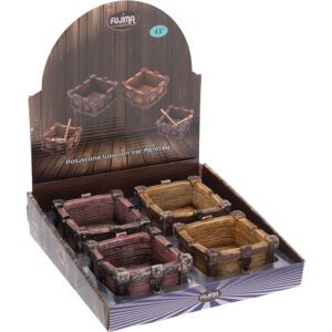 FUJIMA POLLYSTONE WOODEN VAT ASHTRAY - DISPLAY OF 4