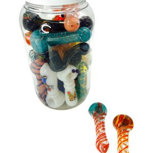 PREMIUM FUMED HANDPIPE MIX DESIGN 3" - JAR OF 24