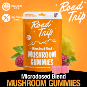 ROAD TRIP MICRODOSED 20-PACK PINK LEMONADE MUSHROOM GUMMIES - DISPLAY OF 6
