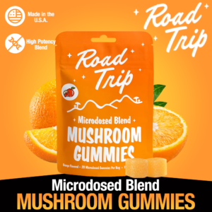 ROAD TRIP MICRODOSED 20-PACK ORANGE MUSHROOM GUMMIES - DISPLAY OF 6