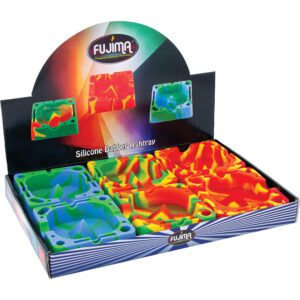 FUJIMA SQUARE SILICONE ASHTRAY - 5IN - DISPLAY OF 6