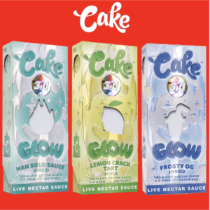 CAKE 3.0 GLOW DELTA THC-A LIVE NECTAR SAUCE DISPOSABLE VAPE DEVICE 3G - DISPLAY OF 5