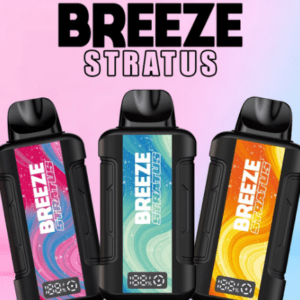 BREEZE SMOKE STRATUS (ZERO NICOTINE) 15,000 PUFFS DISPOSABLE VAPE - DISPLAY OF 5
