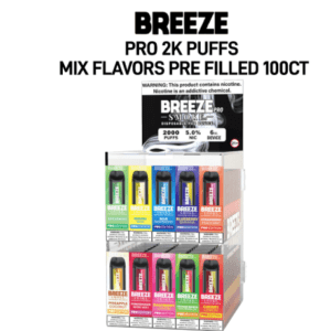 BREEZE PRO 2000 PUFFS MIX FLAVORS COUNTER DISPLAY #3 - 100CT PRE-FILLED