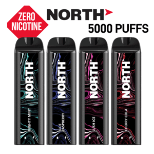 NORTH (ZERO NICOTINE) RECHARGEABLE DISPOSABLE 10ML 5000 PUFFS - DISPLAY OF 10
