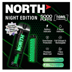 NORTH NIC 5% RECHARGEABLE DISPOSABLE 10ML 5000 PUFFS (NIGHT EDITION) - DISPLAY OF 10