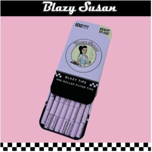 BLAZY SUSAN PRE-ROLLED FILTER TIPS 100-PACK TIN PURPLE - DISPLAY OF 12