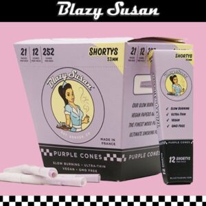 BLAZY SUSAN SHORTYS 53MM PURPLE PRE ROLLED CONE - DISPLAY OF 21CT