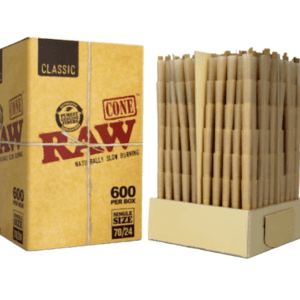 RAW CLASSIC PRE ROLLED CONES 70MM/24MM SIZE - DISPLAY OF 600