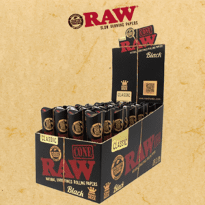 RAW BLACK PRE ROLL CONES KING SIZE 3PK - 32CT DISPLAY