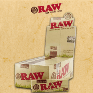 RAW ORGANIC HEMP SINGLE WIDE ROLLING PAPER - 50CT DISPLAY