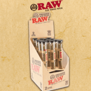 RAW PRESSED BUD WRAP CONE (KING SIZE) 2PK - 12CT DISPLAY