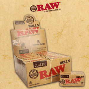 RAW CLASSIC KING SIZE SLIM 5 METER ROLLS - 24CT DISPLAY