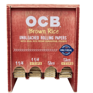 MODULAR OCB BRWON RICE PAPERS 4 SLOTS WOOD DISPLAY OF 72