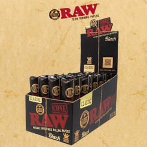 RAW BLACK PRE ROLL CONES KING SIZE 3PK - 32CT DISPLAY