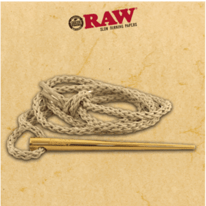 RAW ROLLING PAPERS GOLD POKER WITH WOVEN NATURAL HEMP NECKLACE - 1CT