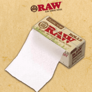 RAW ROLLS ORGANIC KING SIZE SLIM ROLLING PAPER - 5 METERS PER ROLL - 24CT