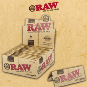 RAW CLASSIC ARTESANO KING SIZE SLIM PAPERS WITH TRAY AND TIPS - 15CT