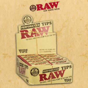 RAW PERFORATED WIDE TIPS 50CT PER BOX - 50CT PER DISPLAY