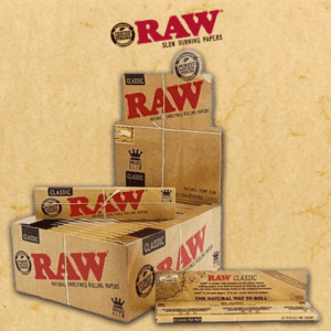 RAW CLASSIC KING SLIM SIZE ROLLING PAPERS DISPLAY - 50CT