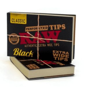 RAW BLACK PERFORATED X-TRA LONG TIPS 40-PACK - DISPLAY OF 36