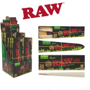 RAW ORGANIC BLACK CONES 20-PACK - DISPLAY OF 12