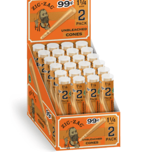 ZIG-ZAG UNBLEACHED 1 1/4 CONES 2-PACK - DISPLAY OF 24