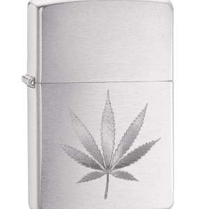 ZIPPO SILVER CANNABIS LEAF DESIGN ENGRAVED LIGHTER