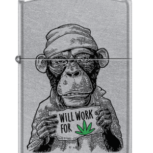 ZIPPO MONKEY IN HAT "WORKING FOR WEED" LIGHTER