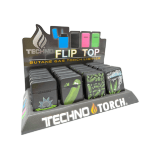 TECHNO TORCH FLIP TOP LIGHTER PRICKLE - DISPLAY OF 20