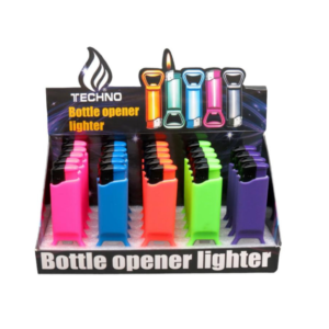TECHNO TORCH BOTTLE OPENER LIGHTER MIX COLOR - 25CT DISPLAY