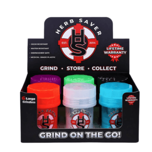 HERB SAVER LARGE JAR GRINDERS - DISPLAY OF 6