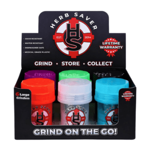 HERB SAVER LARGE JAR GRINDERS - DISPLAY OF 6