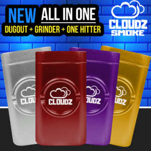 CLOUDZ SMOKE PLATIUM EDITION ALL IN ONE DUGOUT GRINDER ONE HITTER - DISPLAY OF 12
