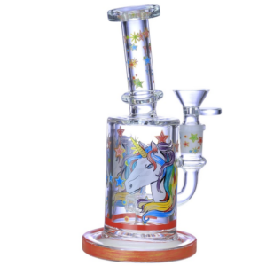 UNICORN HORNS STICKERS GLASS WATERPIPE 7"