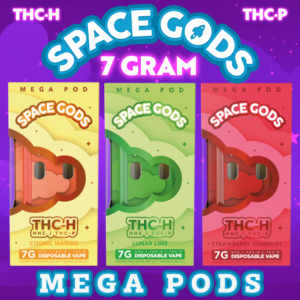 SPACE GODS MEGA POD THC-H BLEND 7G DISPOSABLE - DISPLAY OF 5