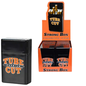 TUBE CUT STRONG BOX CIGARETTE CASE - DISPLAY OF 12