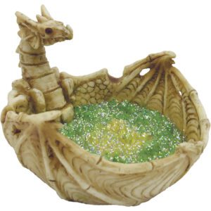 BONE DRAGON GREEN GLITTERING ASHTRAY 5"